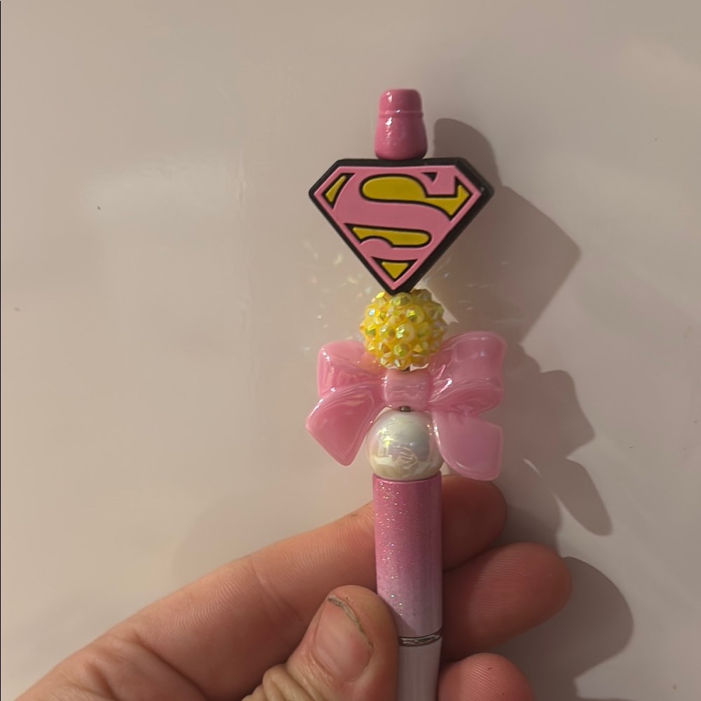 Pink Superman Themed Pen